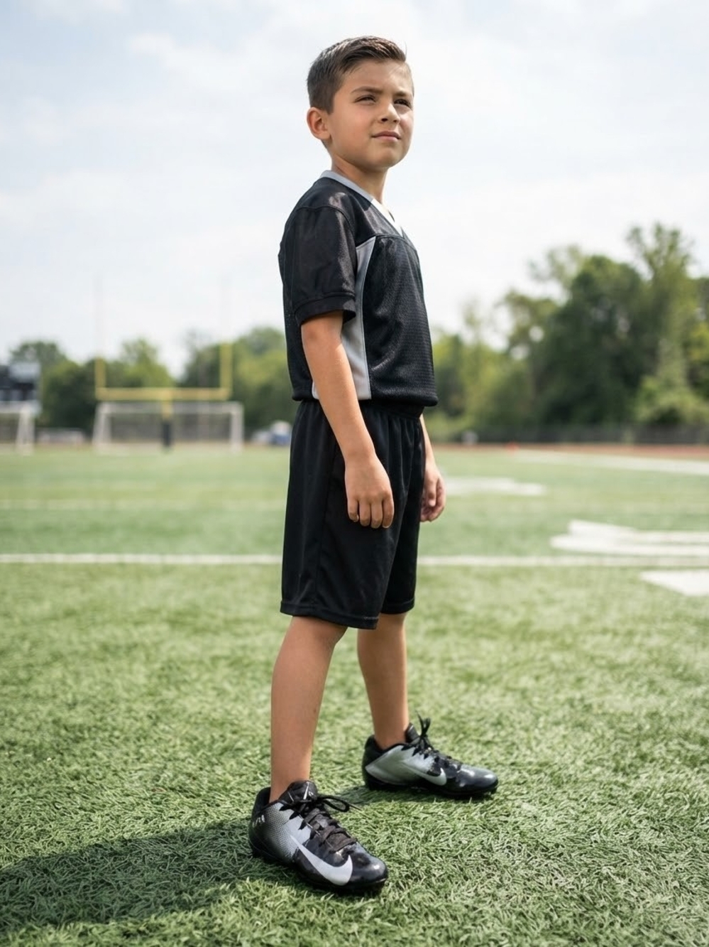 Nike Vapor Youth Football Cleats Black Silver Size 1Y Clean